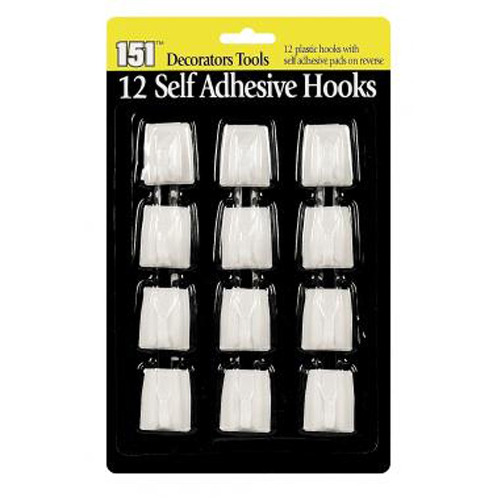 Medium Plastic Self Adhesive Hooks 3pk - 10 Pack(s) of 3 72516