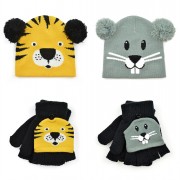 Kids Animal Hat & Mitten Set